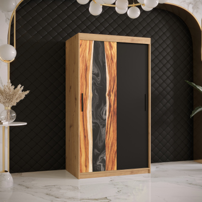 Šatní skříň s posuvnými dveřmi STACY 1 - šířka 100 cm, dub artisan / černá
