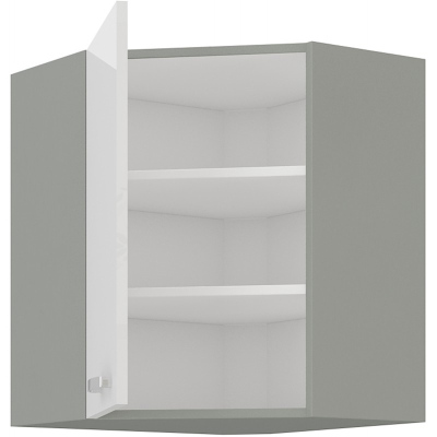 Horní rohová skříňka ULLERIKE - 58x58 cm, bílá / šedá