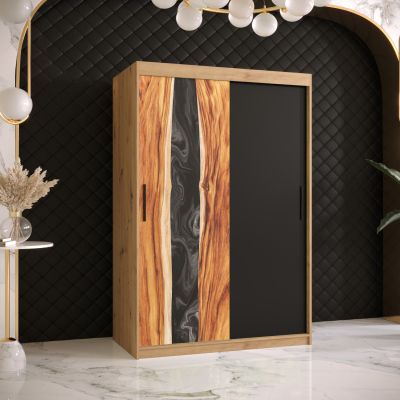 Šatní skříň s posuvnými dveřmi STACY 1 - šířka 120 cm, dub artisan / černá
