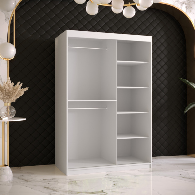 Šatní skříň s posuvnými dveřmi STACY 1 - šířka 120 cm, bílá / černá