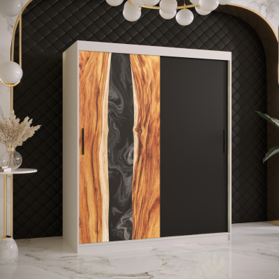 Šatní skříň s posuvnými dveřmi STACY 1 - šířka 150 cm, bílá / černá