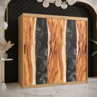 Šatní skříň s posuvnými dveřmi STACY 2 - šířka 180 cm, dub artisan