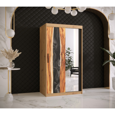 Šatní skříň s posuvnými dveřmi STACY 3 - šířka 100 cm, dub artisan