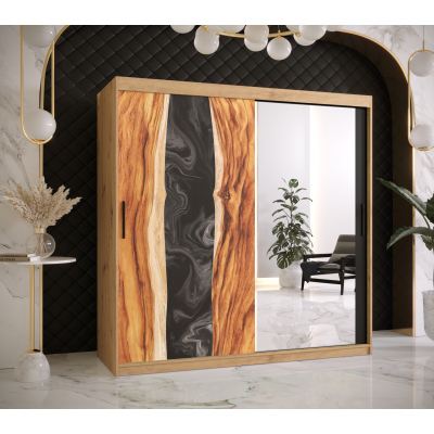 Šatní skříň s posuvnými dveřmi STACY 3 - šířka 180 cm, dub artisan