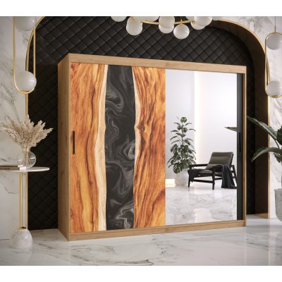 Šatní skříň s posuvnými dveřmi STACY 3 - šířka 200 cm, dub artisan