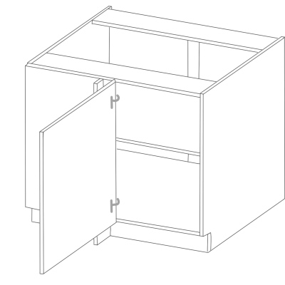 Prodloužená rohová skříňka ULLERIKE - šířka 105 cm, bílá / šedá