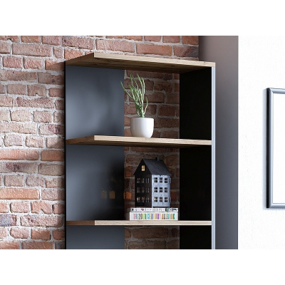 Policový regál ELVIR - dub wotan / černý