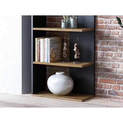 Policový regál ELVIR - dub wotan / černý