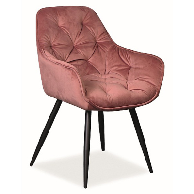 Čalouněná jídelní židle LUSINE - růžová / černá