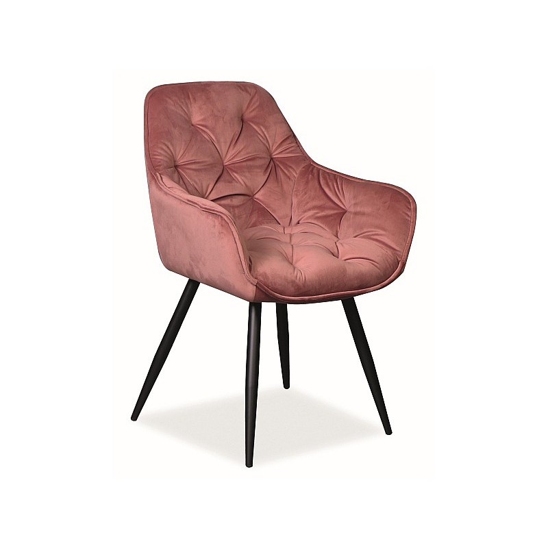 Čalouněná jídelní židle LUSINE - růžová / černá