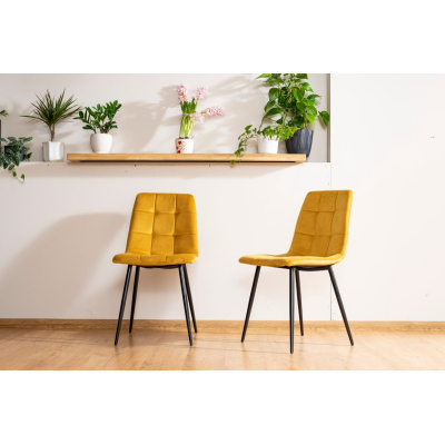 Čalouněná jídelní židle LYA - tyrkysová / černá