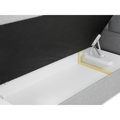 Jednolůžková boxspringová postel 90x200 LUGAU - šedá, levé provedení + topper ZDARMA