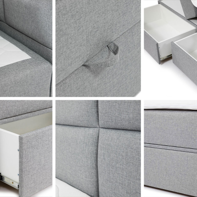 Manželská boxspringová postel 200x200 LUGAU - černá + topper ZDARMA