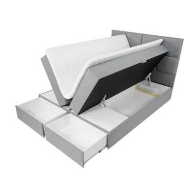 Manželská boxspringová postel 180x200 LUGAU - šedá + topper ZDARMA