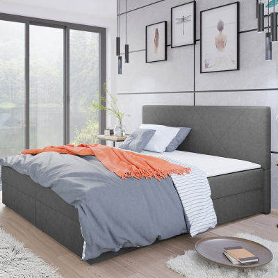 Kontinentální manželská postel 180x200 BALJA 4 - šedá + topper ZDARMA