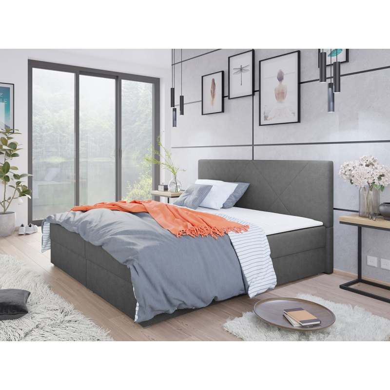 Kontinentální manželská postel 180x200 BALJA 4 - šedá + topper ZDARMA