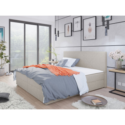 Kontinentální manželská postel 180x200 BALJA 4 - béžová + topper ZDARMA