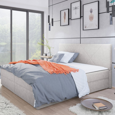 Kontinentální manželská postel 160x200 BALJA 4 - světlá šedá + topper ZDARMA