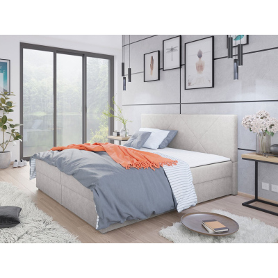 Kontinentální manželská postel 160x200 BALJA 4 - světlá šedá + topper ZDARMA
