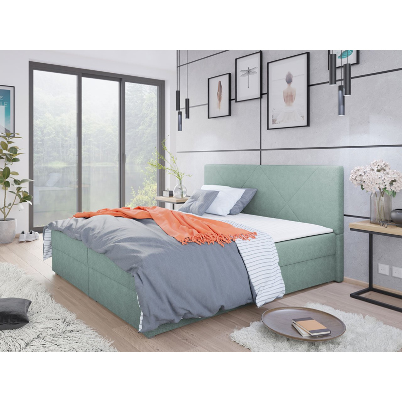 Kontinentální manželská postel 160x200 BALJA 4 - tyrkysová + topper ZDARMA