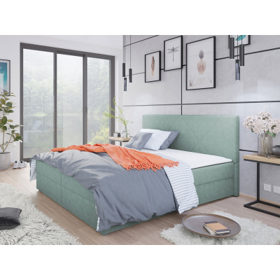 Kontinentální manželská postel 160x200 BALJA 4 - tyrkysová + topper ZDARMA