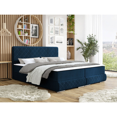Manželská kontinentální postel 140x200 VELEN - modrá + topper ZDARMA