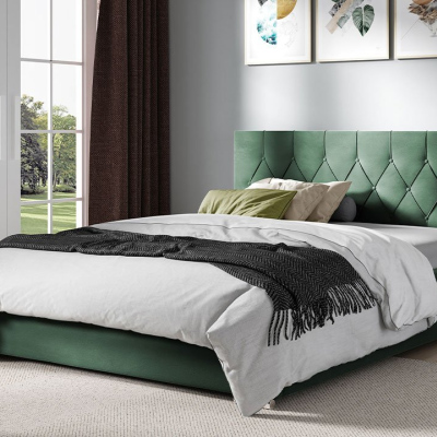 Čalouněná dvojlůžková postel 200x200 SENCE 3 - zelená