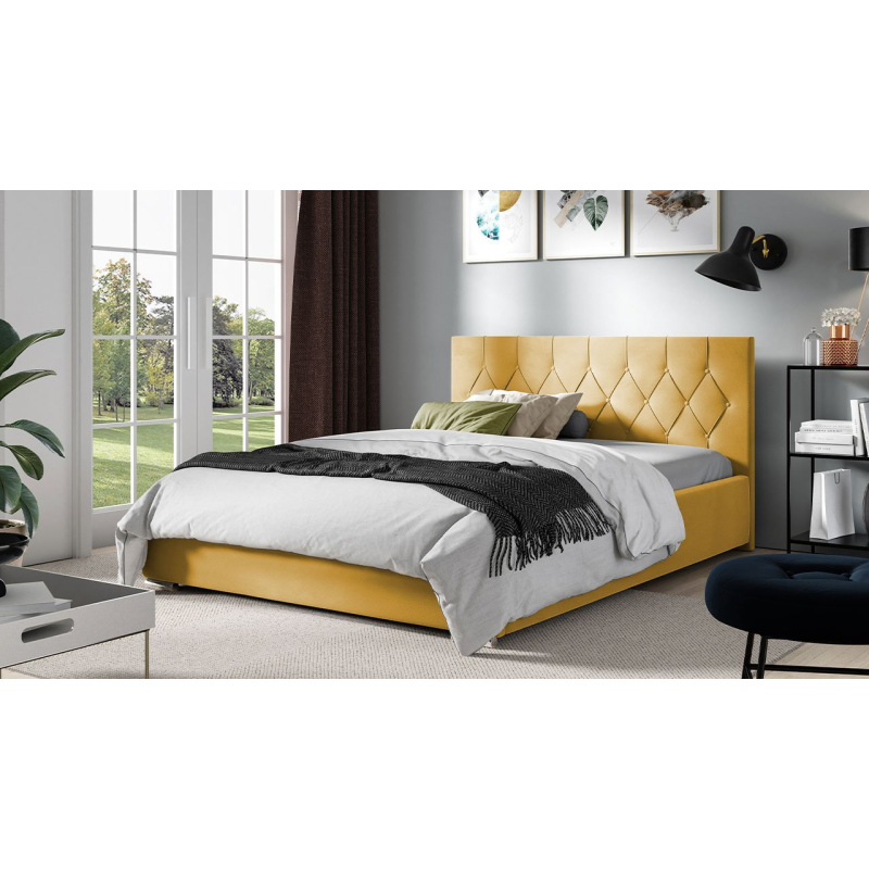 Čalouněná dvojlůžková postel 200x200 SENCE 3 - žlutá