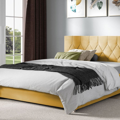 Čalouněná dvojlůžková postel 180x200 SENCE 3 - žlutá