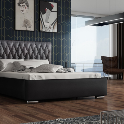 VÝPRODEJ - Designová manželská postel 180x200 SIRENA - černá / černá
