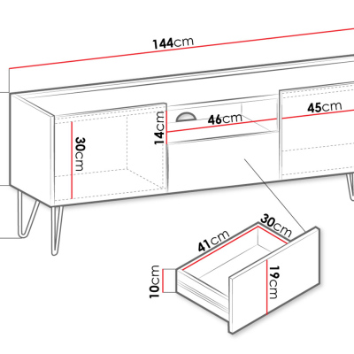 Televizní stolek WING - černý