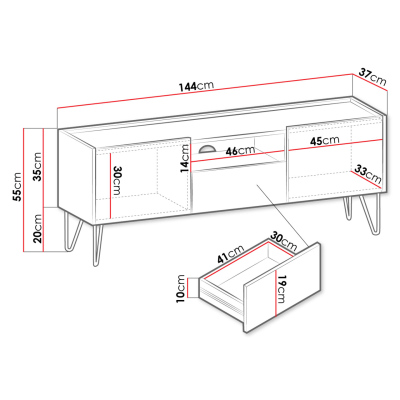 Televizní stolek WING - černý