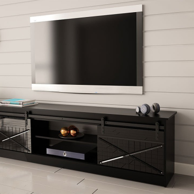 Televizní stolek MITSUKO - černý / lesklý černý