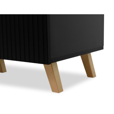 Televizní stolek s elektrickým krbem CRATO - černý / zlatý