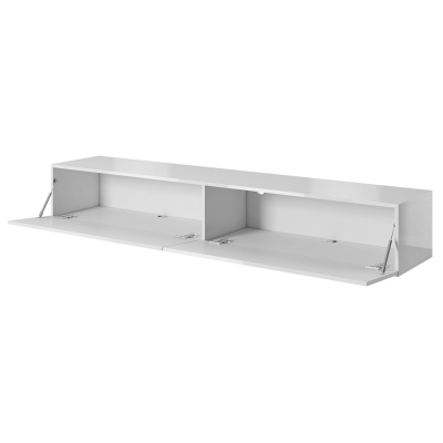 TV stolek TOKA - 200 cm, lesklý bílý / černý