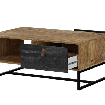 Konferenční stolek SHEN - dub ribbeck / černý kámen