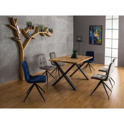 Čalouněná jídelní židle SANDA - černá / modrá