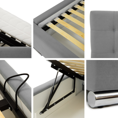 Manželská čalouněná postel 180x200 ZARITA - šedá