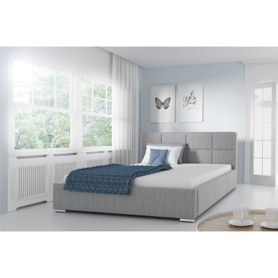 Čalouněná manželská postel 180x200 YSOBEL - světlá šedá