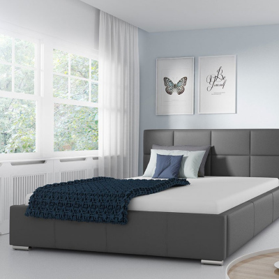 Čalouněná manželská postel 160x200 YSOBEL - grafitová ekokůže