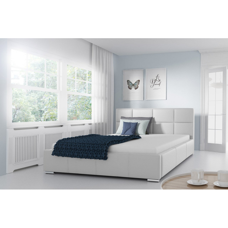 Čalouněná manželská postel 160x200 YSOBEL - bílá ekokůže