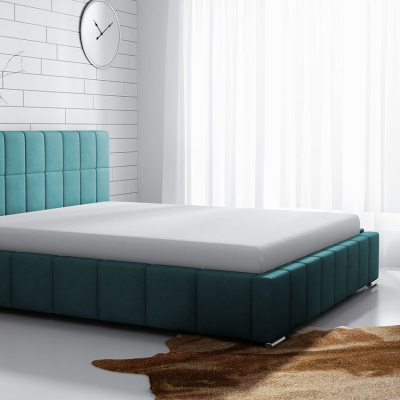 Čalouněná manželská postel 180x200 ZANDRA - tyrkysová