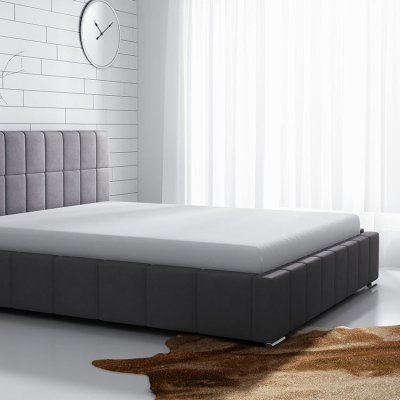 Čalouněná manželská postel 140x200 ZANDRA - šedá