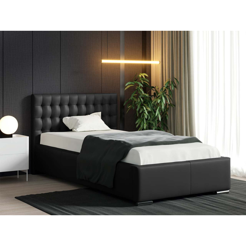Čalouněná jednolůžková postel 90x200 VENTURA - černá ekokůže