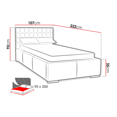 Čalouněná jednolůžková postel 90x200 VENTURA - hnědá ekokůže