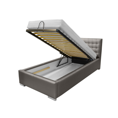 Čalouněná jednolůžková postel 90x200 VENTURA - černá ekokůže