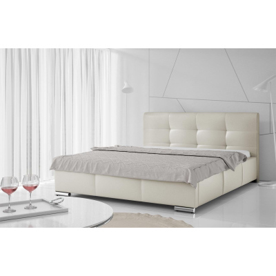 Čalouněná manželská postel 180x200 YADRA - béžová ekokůže