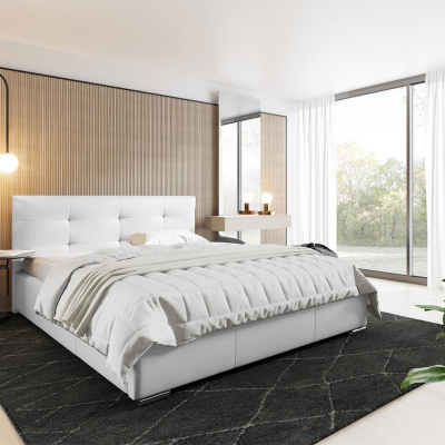 Čalouněná manželská postel 180x200 YADRA - bílá ekokůže