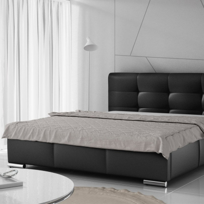 Čalouněná manželská postel 180x200 YADRA - černá ekokůže