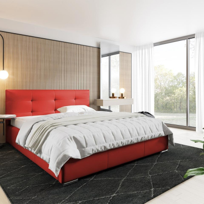 Čalouněná manželská postel 180x200 YADRA - červená ekokůže